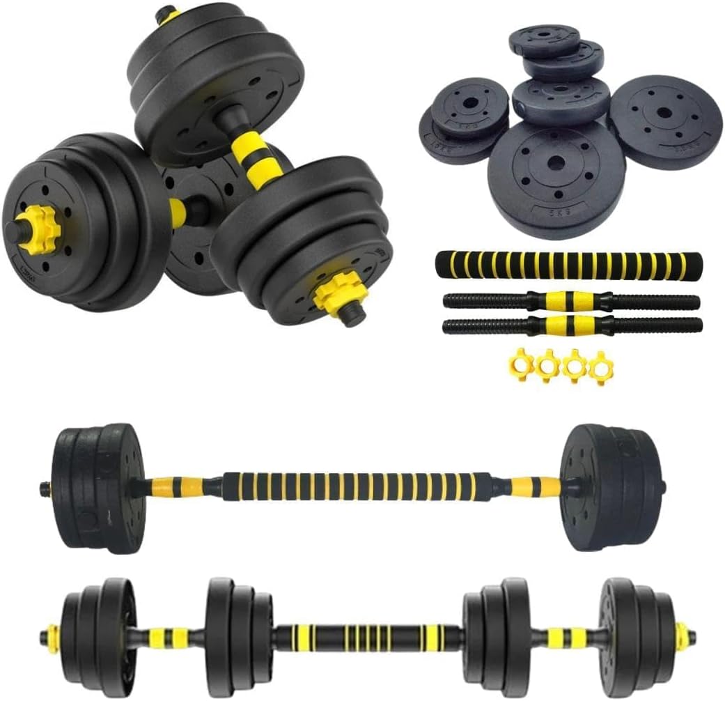 Kit Halteres Ajustáveis 6 em 1 com Barra Central 30kg – Para Treino em Casa ou Academia –