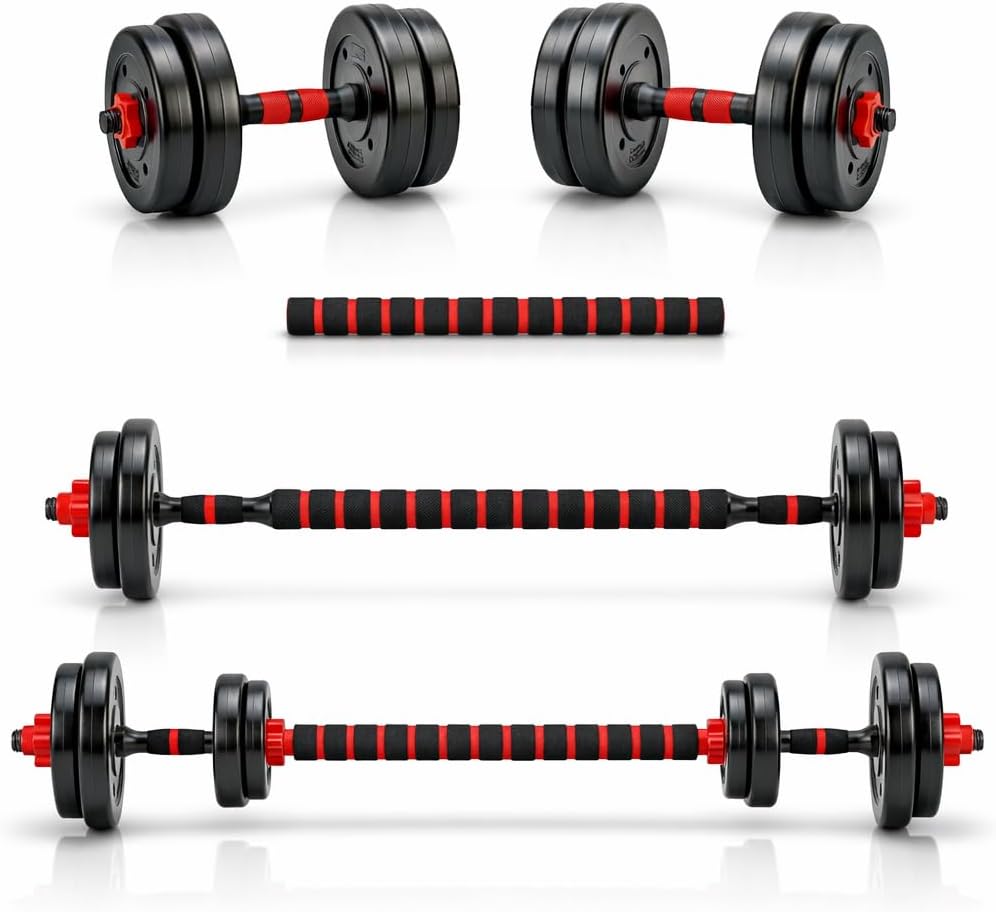 Kit Halteres 15kg MK Fit Ajustáveis Anilhas E Barras Musculação Treino Completo Em Casa Ou