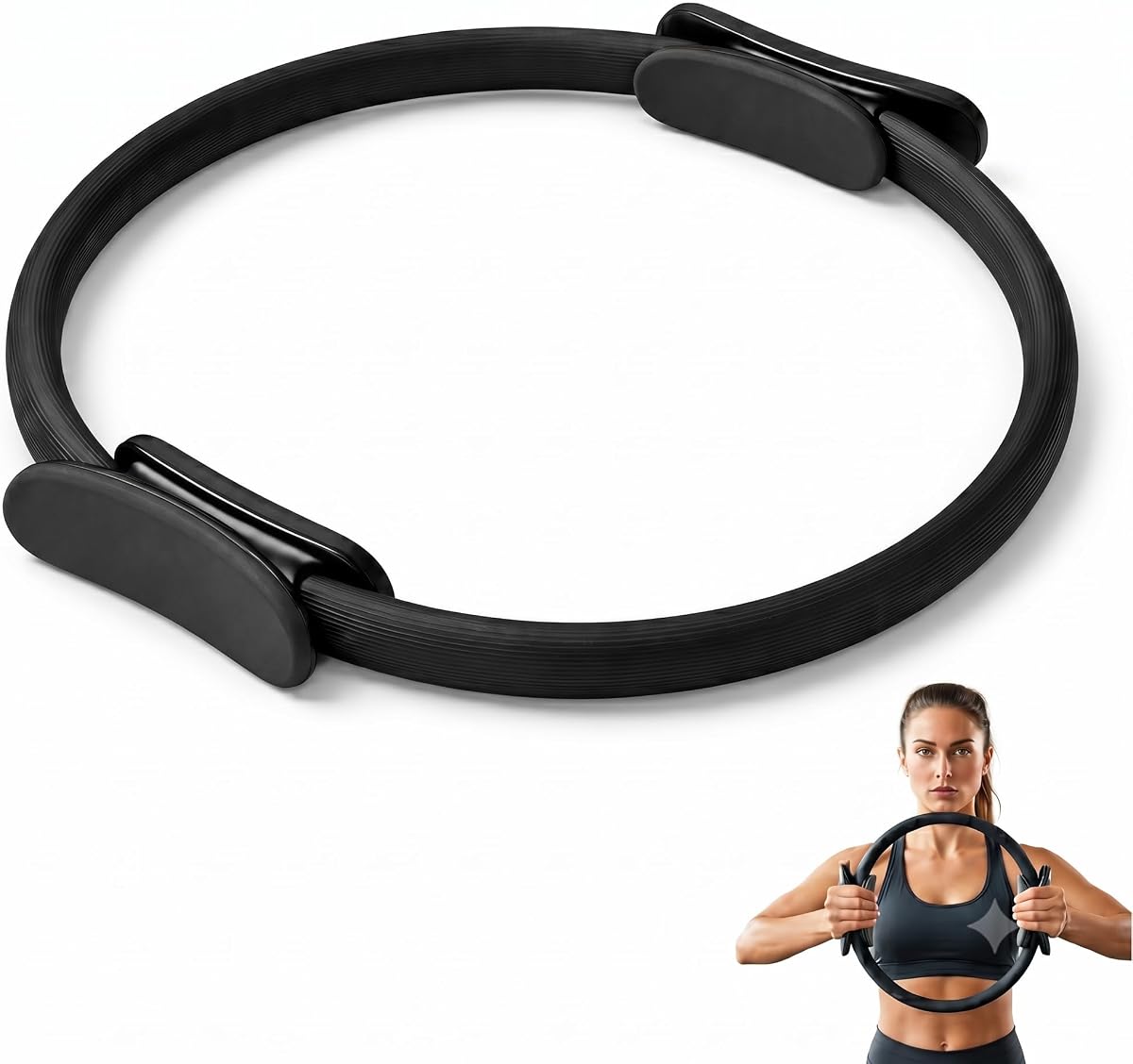 Anel de Pilates Yoga Tonificador (Circulo Magico) – Arco Flexível com Pegadores em EVA para