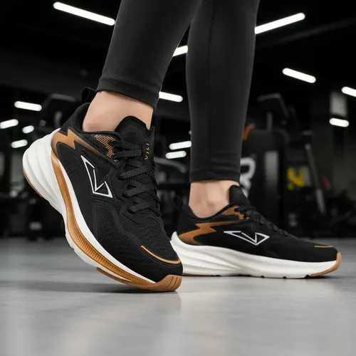 Tênis Feminino Olimp Vili Ace Academia Caminhada Treino Eva Preto Golden 36 Br