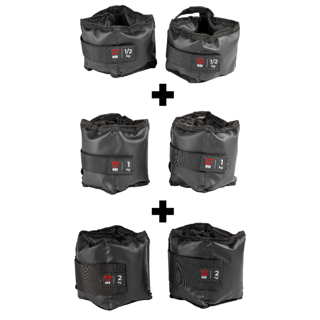 Kit Par Caneleiras Peso 0,5kg + 1kg + 2kg Tornozeleira de Peso Treino em Casa Funcional