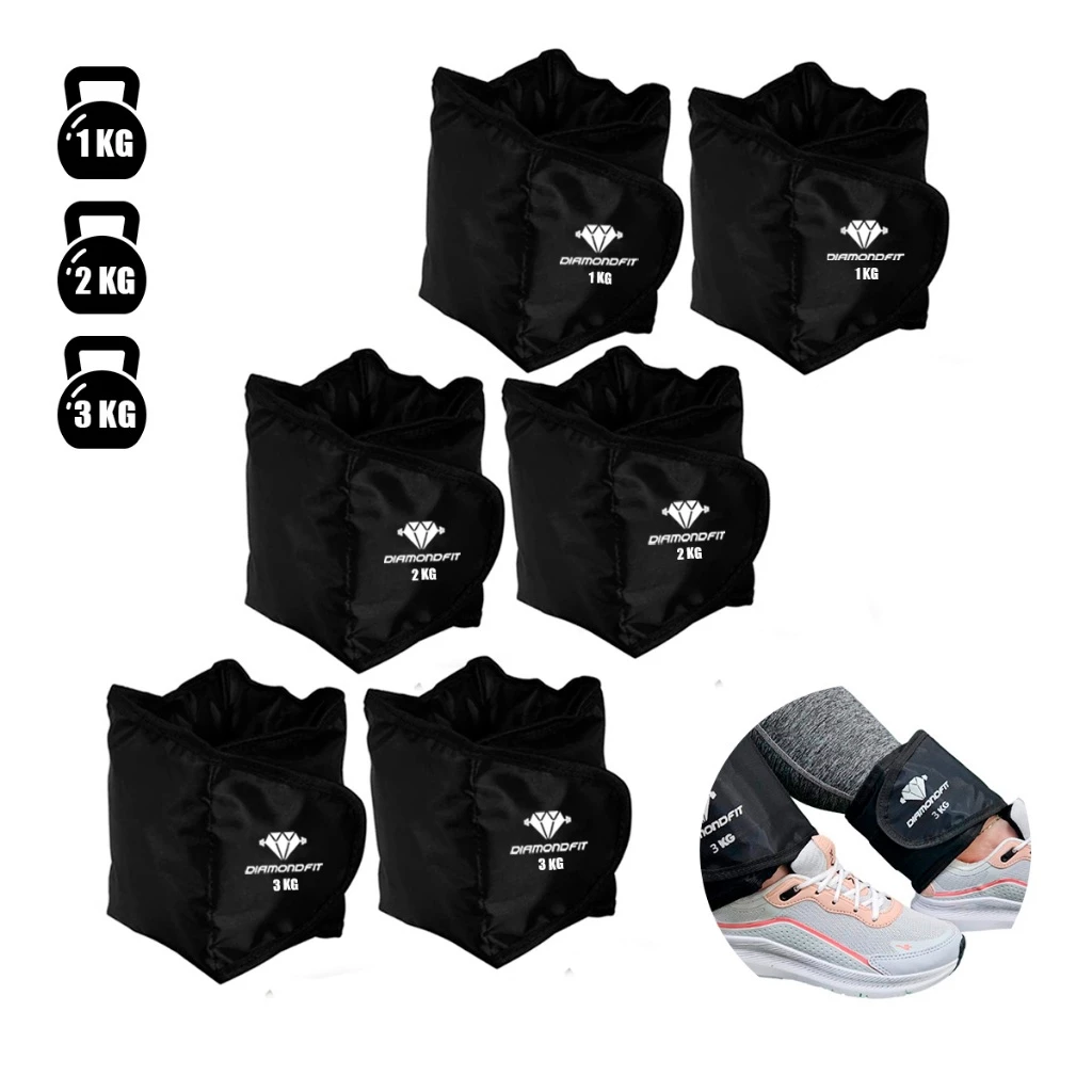 Kit 3 Caneleira Peso Para Perna 1kg ao 3kg CrossFitness Funcional Tornozeleira Academia