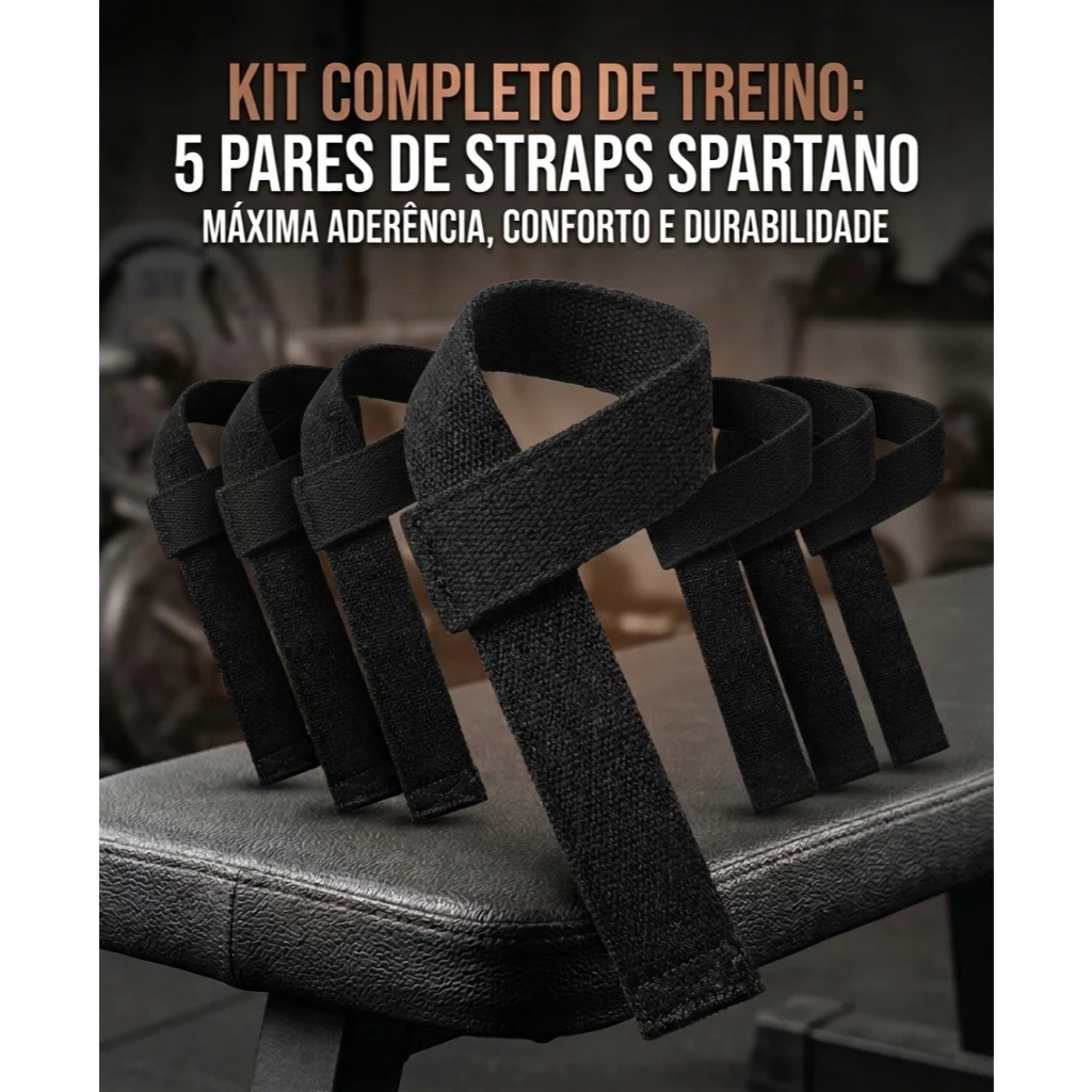 Kit 5x Pares Tala Strap 100% Algodão P/ Musculação Academia