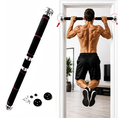 Barra Porta Fixa Exercício Flexão Malhar Treino Musculação Cor Prata