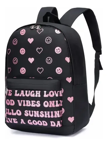 Bolsa Love Feminina Mochila Escolar Spector Reforçada Rosa Corações