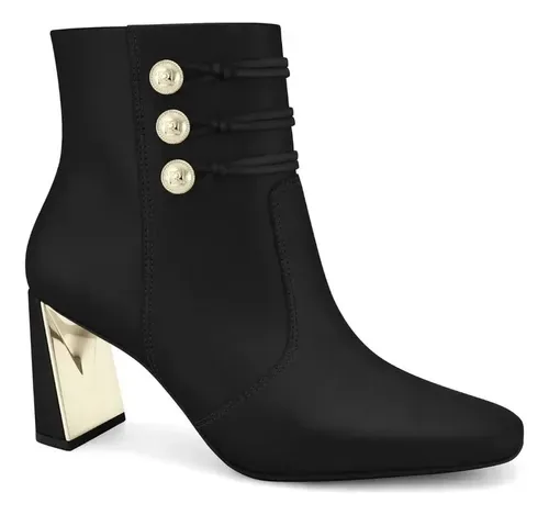 Bota Feminina Comfortflex Original Detalhes Em Dourado Leve