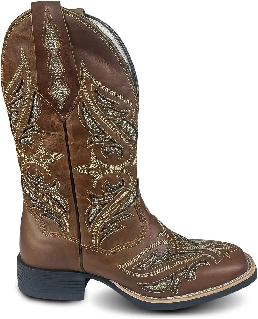 Bota Feminina Texana Country couro legítimo cano alto Paint Horse