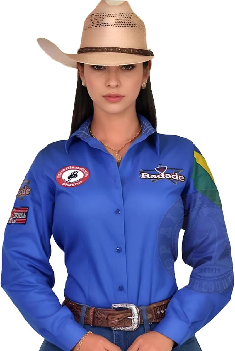 Camisa Feminina Country Radade bordada manga longa