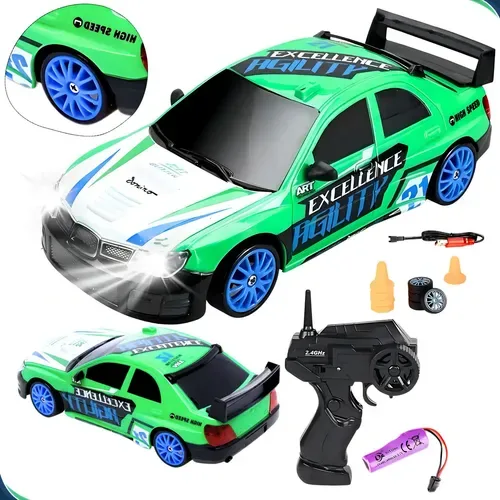 Carro Controle Remoto Rally Drift Subaru Bateria Recarregável Verde