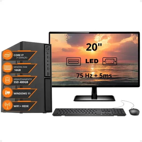 Computador Completo I7 16GB SSD 480GB Monitor Mouse Teclado 480GB 16GB Intel Hd Graphics 4000
