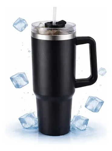 Copo Térmico Gigante 1,2L Inox com Tampa e Canudo Rosa