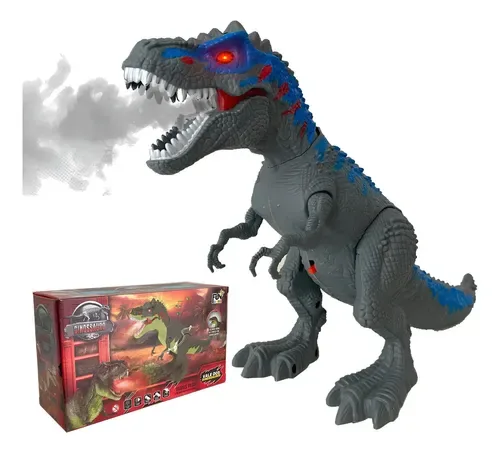Dinossauro T Rex Brinquedo Anda Solta Fumaça Som Luz Rugido