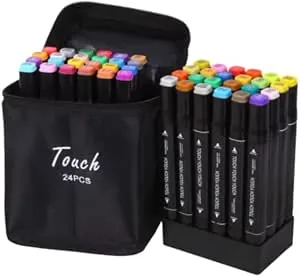 Estojo Canetas Touch Marcador Kit de 24 Cores Ponta Dupla