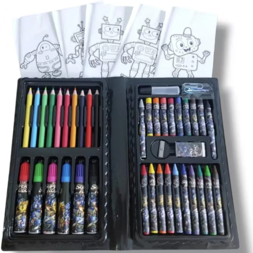 Estojo Material Escolar Maleta 48 Peças Completo - Preto