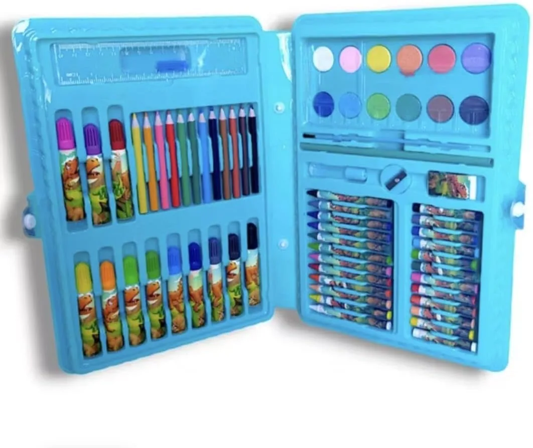 Estojo Material Escolar Maleta 68 Peças Completo - Azul