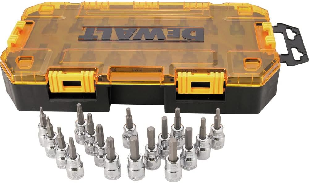DEWALT Conjunto de soquete de acionamento, SAE/Metric, unidade de 3/8 polegadas, 17 peças