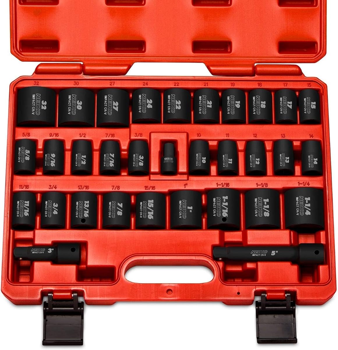 Neiko 02447A Conjunto de Soquetes de Impacto Master Drive de 1,27 cm, Sortimento de Soquetes