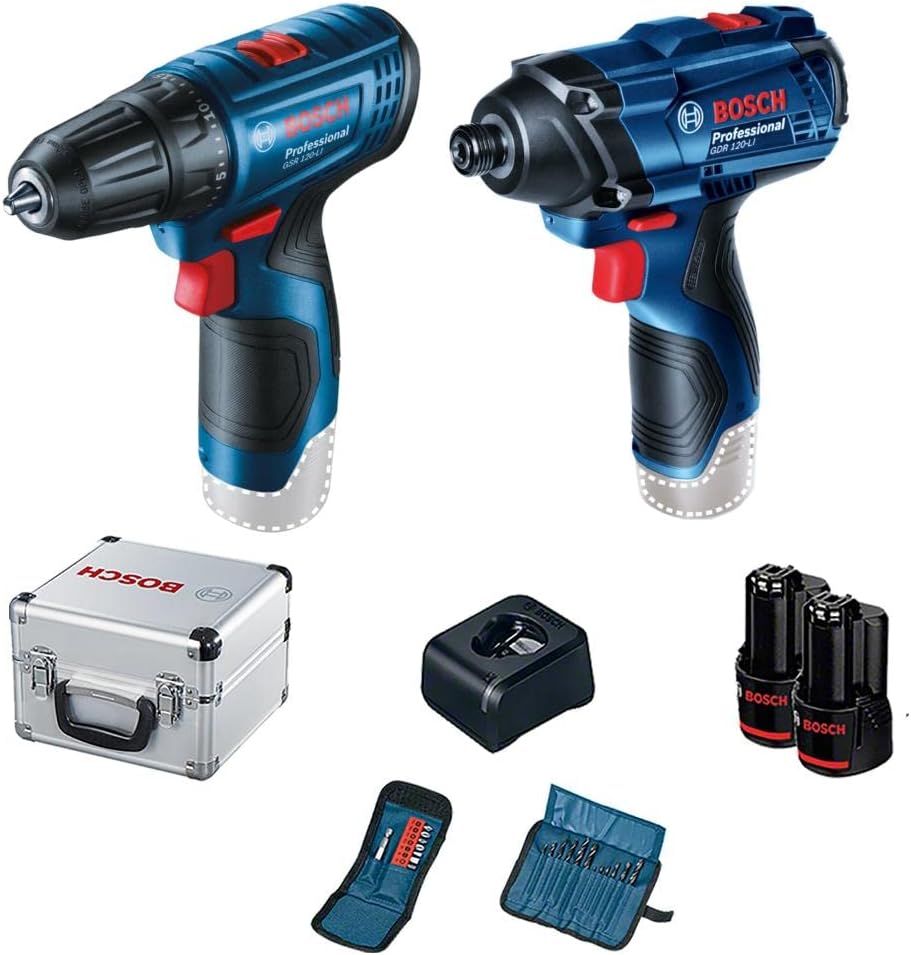 Bosch Kit Parafusadeira GSR 120-LI e Chave de Impacto GDR 120-LI, 12V com 2 baterias, 1