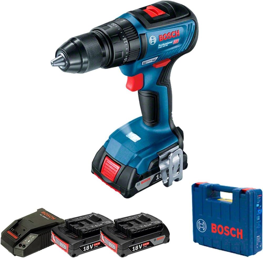 Bosch Parafusadeira Furadeira Impacto GSB 18V-50 18V Brushless com 2 baterias, 1 carregador e