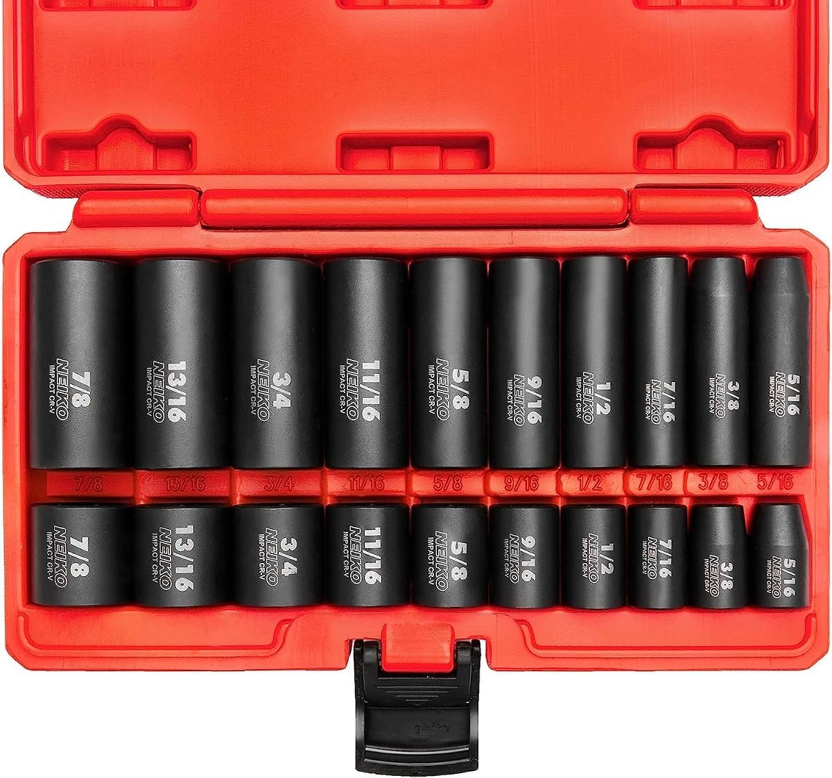 NEIKO 02434A Conjunto de soquetes de impacto padrão e profundo de 9,5 mm (3/8 polegada)