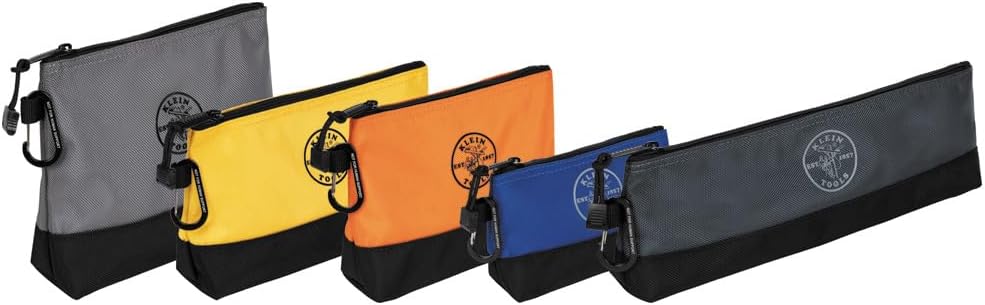 Klein Tools 55569 Bolsa de ferramentas com zíper de pé com mosquetões, fundo reforçado