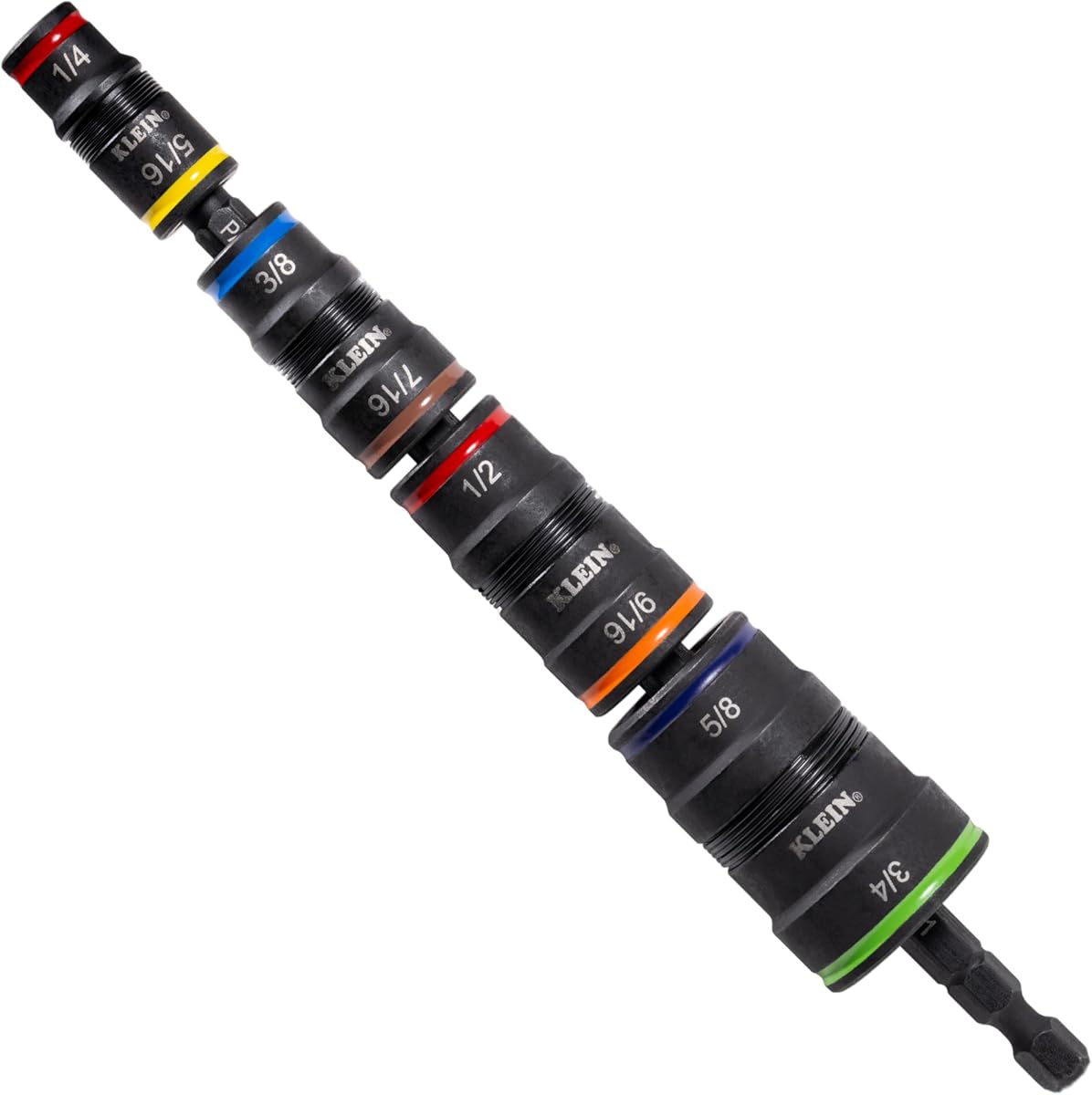 Klein Tools Chave de impacto 32934, conjunto de soquetes de impacto SAE 9 em 1, 4 soquetes flip