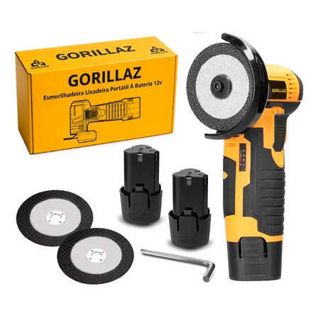 Mini Esmerilhadeira Lixadeira Angular 12v 660w 2 Baterias Amarelo 110v/220v 50/60hz