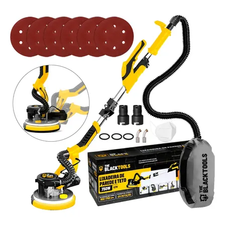 Lixadeira Teto E Parede Telescópica Profissional Com Led E Saco Coletor The Black Tools Btl750