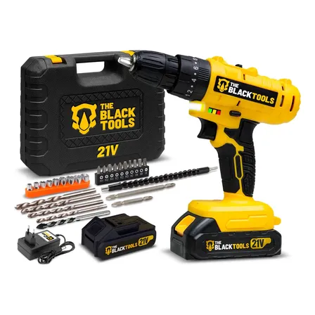 Parafusadeira E Furadeira De Impacto 3/8 The Black Tools Tb21-pz Com 2 Baterias E Acessorios