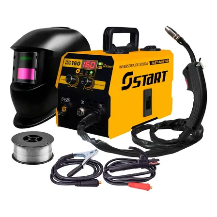 Máquina De Solda Inversora Mig 160a Sem Gás 3 Em 1 Tig Lift Eletrodo Easymig Start Com Máscara