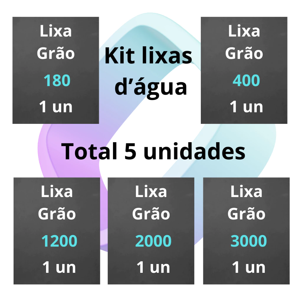 Lixa 180 400 1200 2000 3000 kit 1 2 ou 3 folhas de cada Grão Polimento Farol Licha Plásticos