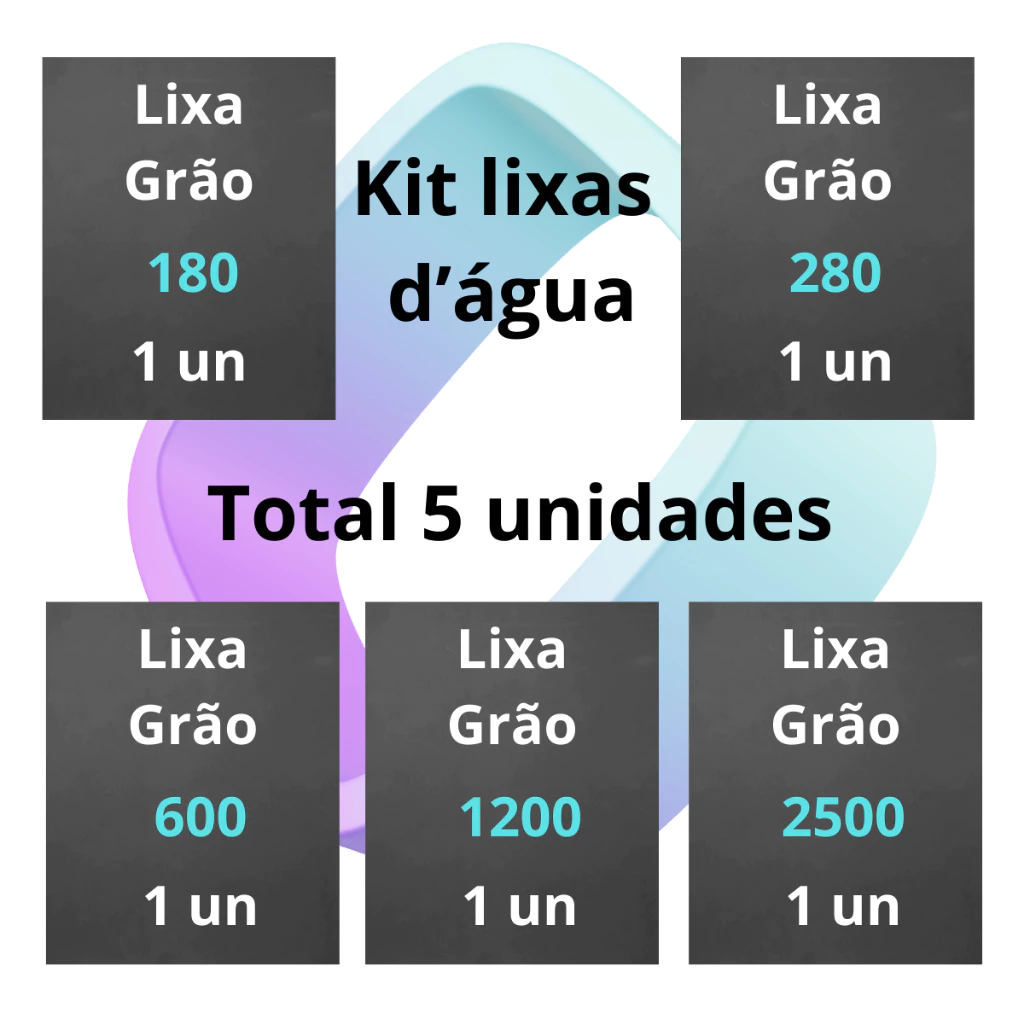 Lixa 180 280 600 1200 2500 d'água kit 1 2 ou 3 folhas cada Grão Polimento Licha água Plásticos
