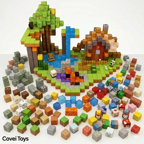 Kit 192 Blocos Imã Magnéticos Construção Tipo Minecraft Montar