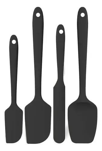 Kit 4 Espátulas de Silicone Resistentes ao Calor Preto