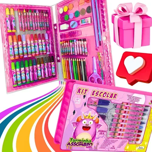 Kit Completo Material Escolar Presente Papelaria Infantil
