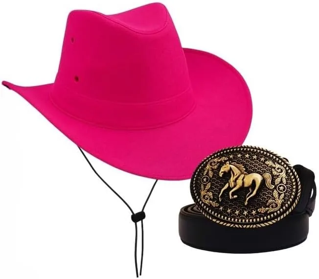 Kit Country Infantil com cinto, fivela e chapéu cowboy