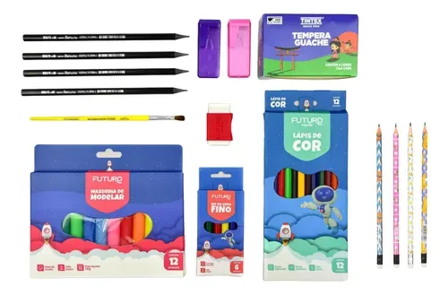 Kit Escolar Infantil Material Escolar Papelaria Barata