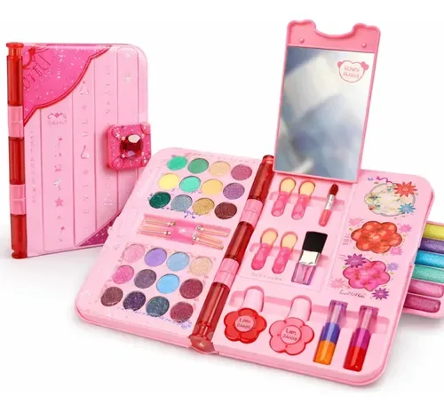 Kit Estojo De Maquiagem Infantil Não Tóxico Espelho Menina