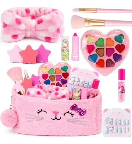 Kit Maquiagem Infantil Maleta + Batom Sombra Unha Gloss
