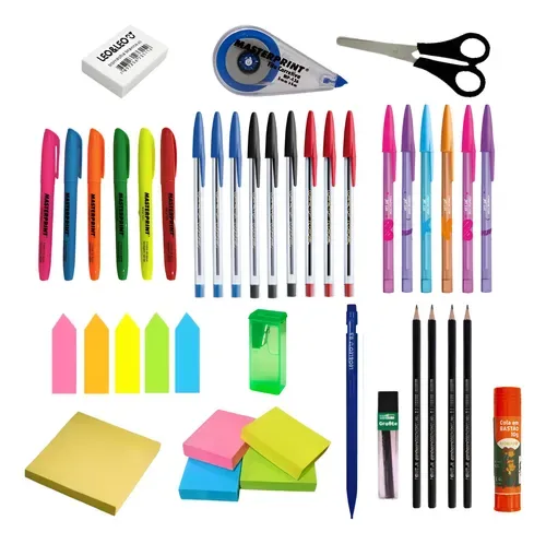 Kit Material Escolar 35 Itens Fundamental Médio Faculdade