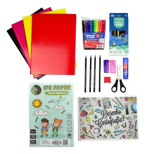 Kit Material Escolar Fundamental 1 Completo Meninas/Meninos