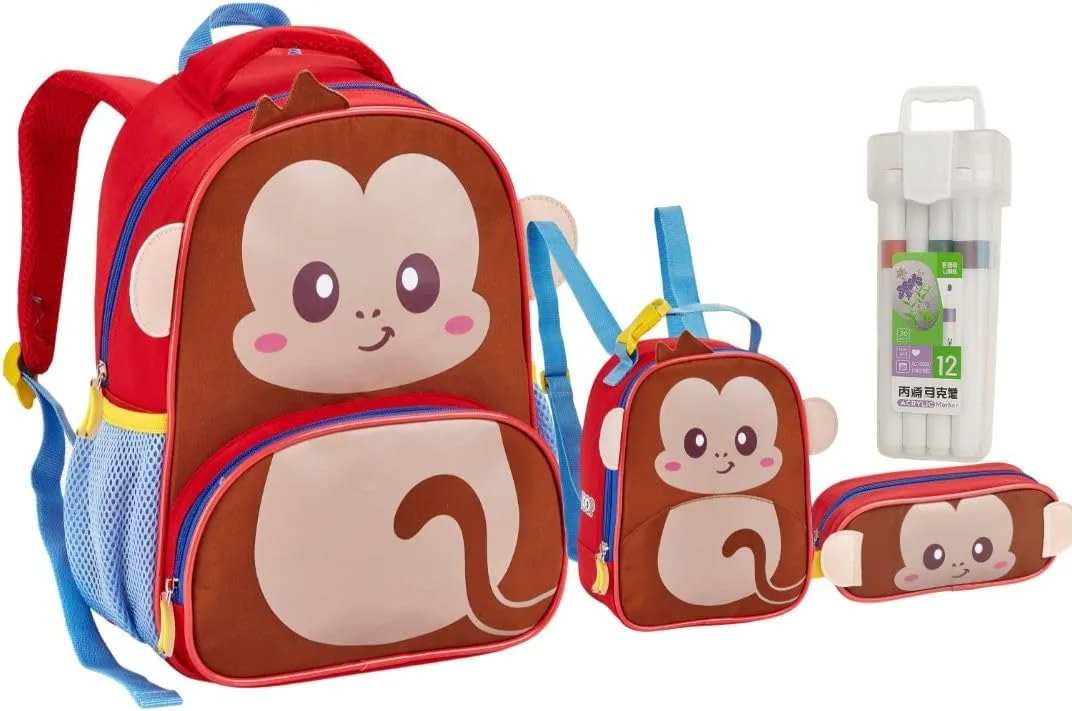 Kit Mochila Creche + Lancheira + Estojo ZOOP com Canetinhas