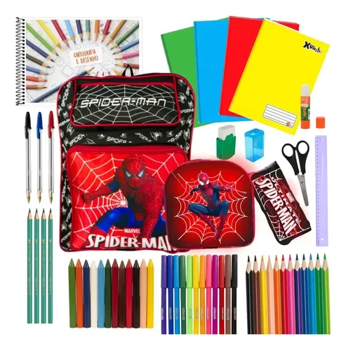 Kit Mochila e Material Escolar Menino Infantil Completo