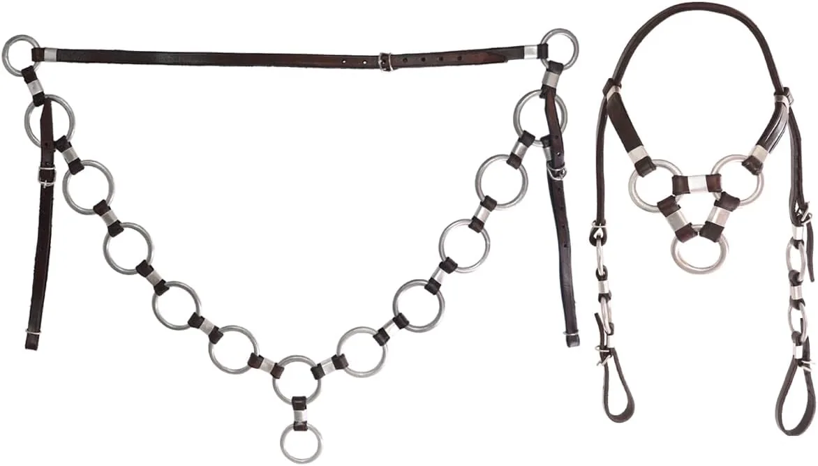 Kit Peitoral + Cabeçada argolados para cavalo