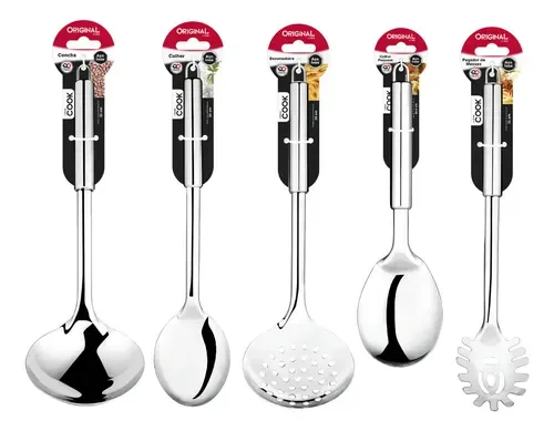 Kit Utensílios para Cozinha 5 Peças Aço Inox