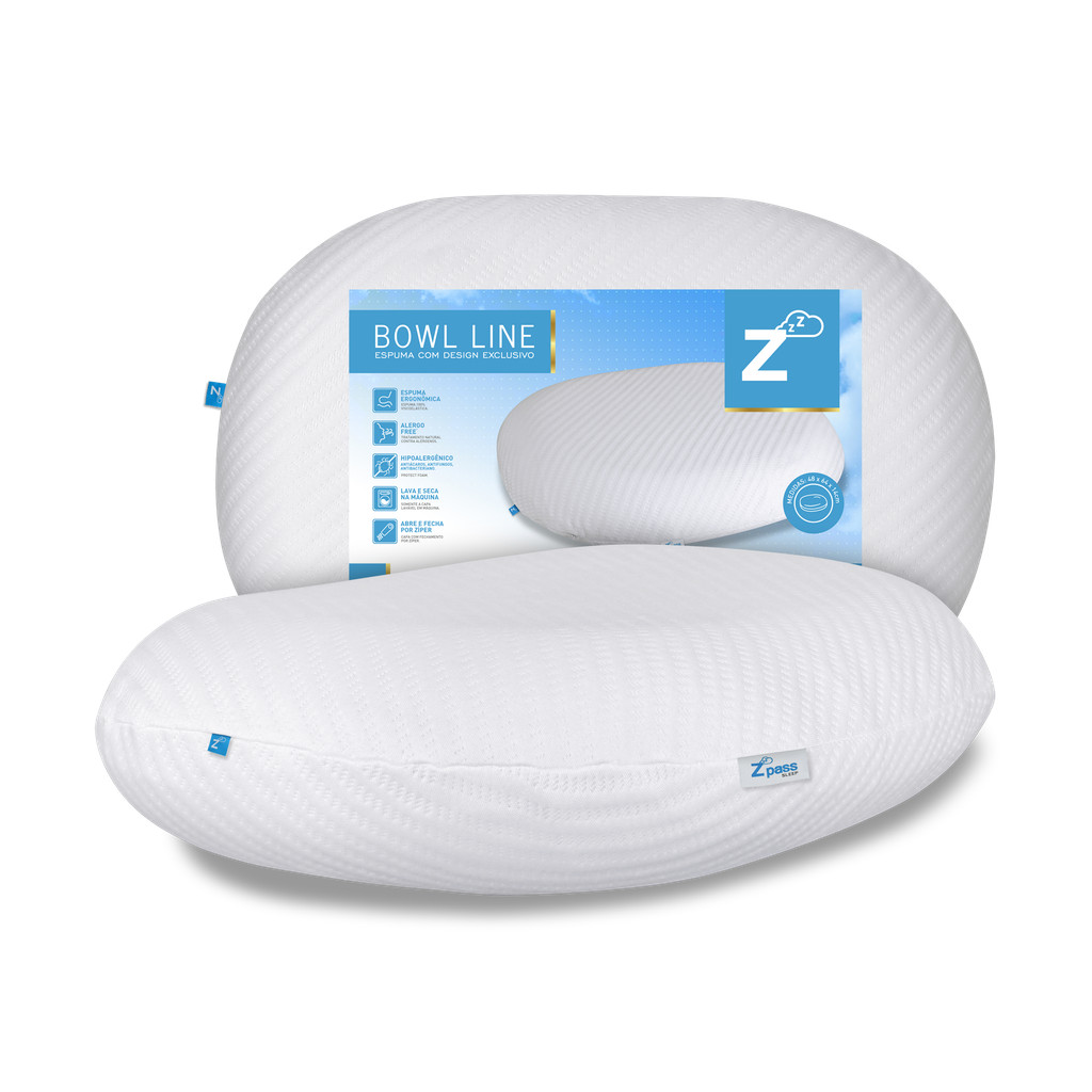 Travesseiro Nasa Cervical Ergonômico D50 Capa Acolchoada Alergo Free Z Pass Bow