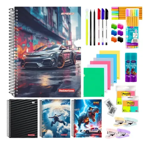 Material Escolar Kit Masculino Ensino Fundamental Médio Faculdade
