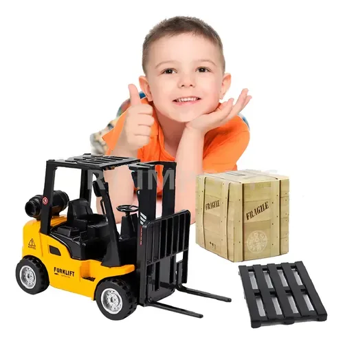 Miniatura Empilhadeira Metal Fricção Coleção Carrinho Menino