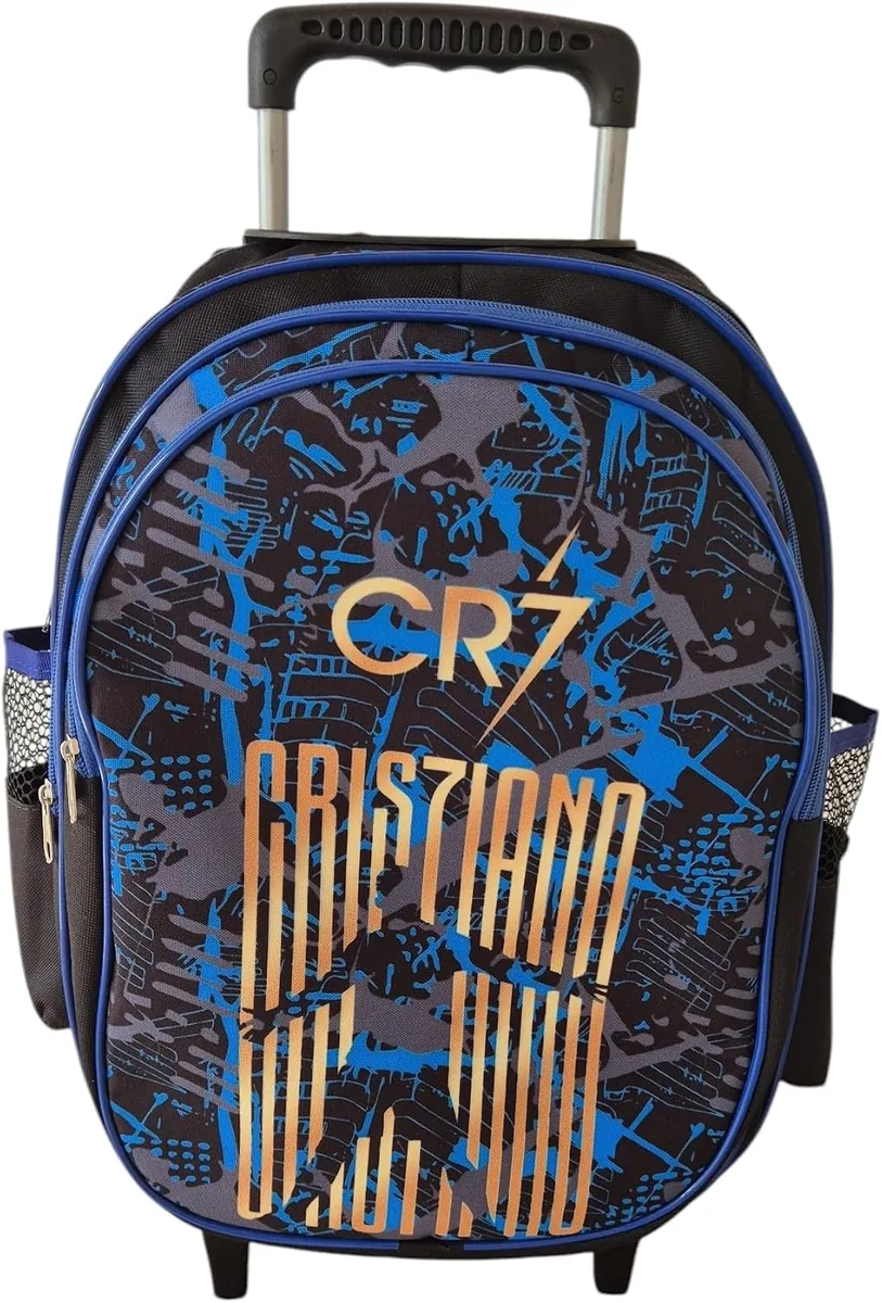 Mochila Escolar Infantil Cristiano Ronaldo CR7 Rodinhas