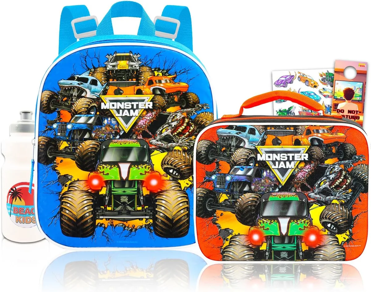 Monster Jam Mini Mochila com Lancheira para Crianças